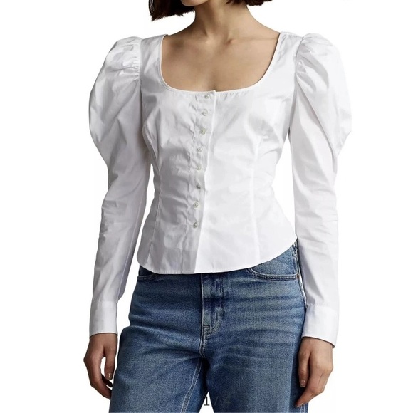 Polo Ralph Lauren Tops - Polo Ralph Lauren NWTs Magi U-Neck White Cotton Blouse size 10